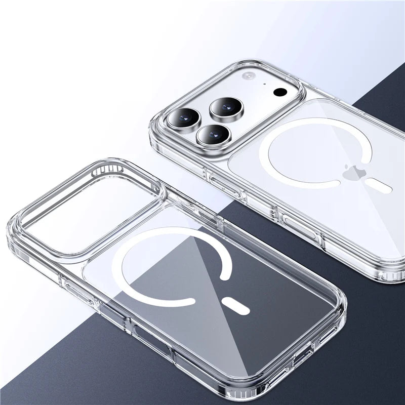 Crystal Transparent for Magsafe Magnetic Case For iPhone 17 17Pro 17 Pro Max 17 Air Clear Shockproof for Wireless Charge Cover
