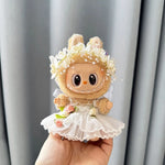 Luxury Plush Wedding Dress Dolls Clothes for Labubu I II Korea Style Fluffy Romantic Wedding Dress Flower Hat Suit for Ladbubu