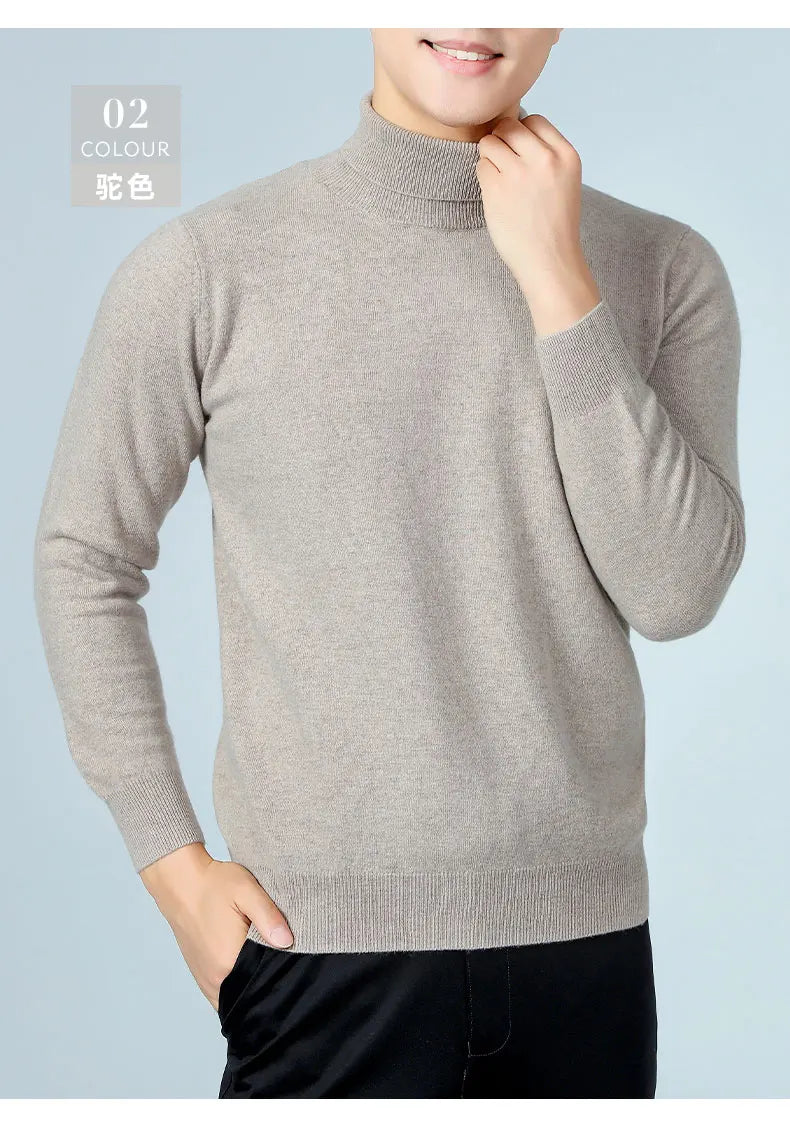 100% Wool Man Pullovers Winter New Fashion Vneck Sweater Hot Sale Wool Knitted Jumpers Male Woolen Clothes Standard Tops