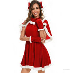 Red Sexy Christmas Uniforms Women's Santa Dress Adult Role Playing Outfit With Shawl Party Performance Fancy Clothing