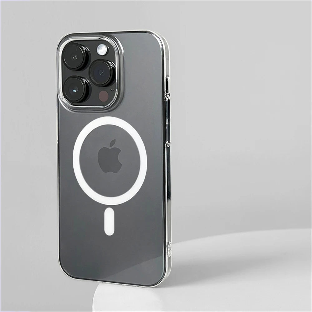 Ultra Thin Hard PC HD Transparent Magnetic Case For iPhone 17 Pro Max 16 15 14 Plus 13 12 Magsafe Wireless Charge Clear Cover