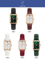 LUCKY FOX Women Watches Fashion Green Square Leather Quartz Watch Luxury Ladies Wristwatch Girlfriend Gift