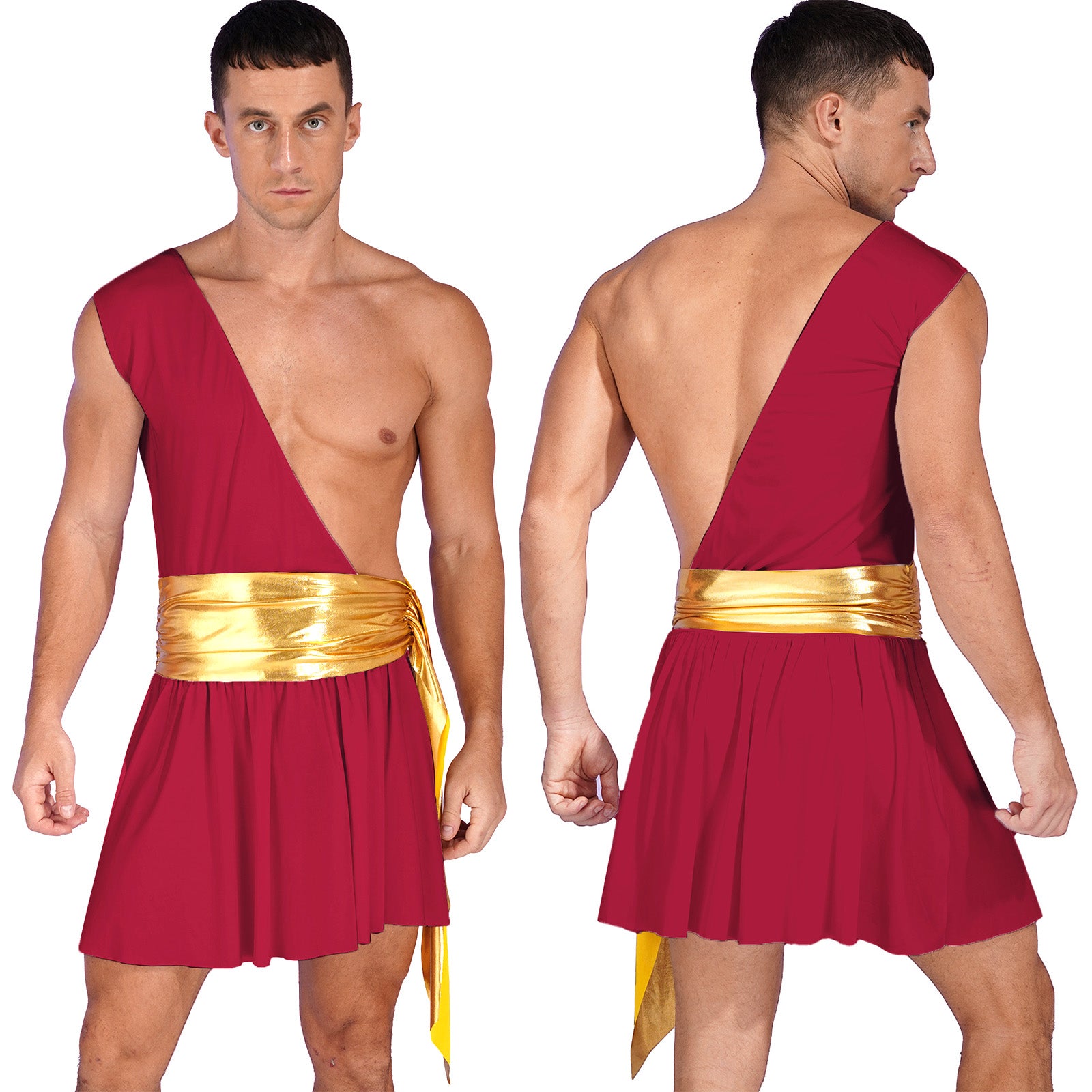 Mens Ancient Greek God Toga Gladiator Costumes Roman Emperor One Shoulder Sleeveless Robe Halloween Medieval Warrior Outfits