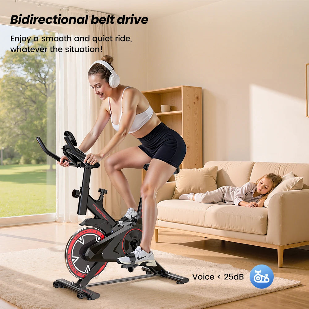 Indoor Exercise Bike 4kg Flywheel Quiet Belt Drive Spin Bike with Adjustable Resistance & LCD Display for Home Cardio Training