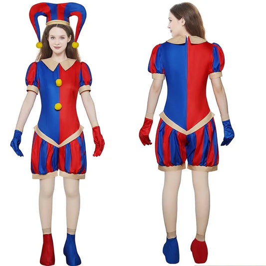 Circus Pomni Cosplay Costume with Hat Gloves Halloween Costumes