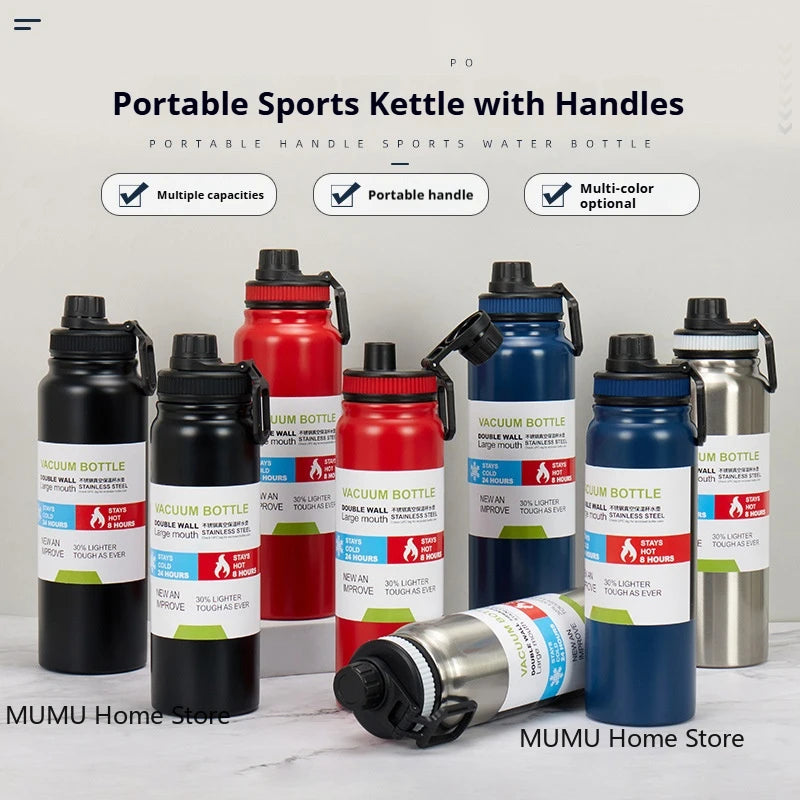 600/800/1000ML Outdoor Thermos Water Bottle Stainless Steel Insulated Cup Keeps Cold and Heat Thermal Mug Travel Vacuum Flasks