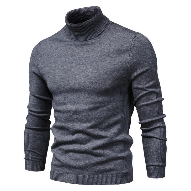 New Quality Winter Mens Sweaters Casual Turtleneck Thick Pullovers Solid Color Warm Slim Fit Turtleneck Sweaters Pullover Men