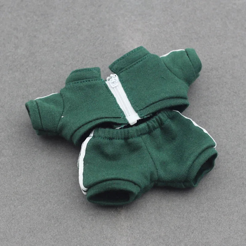 17cm Labubu Doll Clothes Set Solid Color Hoodie Sweatshirt and Pants Outfit for DIY Doll Dressing Gift for Toy Collectors