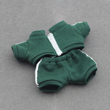 17cm Labubu Doll Clothes Set Solid Color Hoodie Sweatshirt and Pants Outfit for DIY Doll Dressing Gift for Toy Collectors