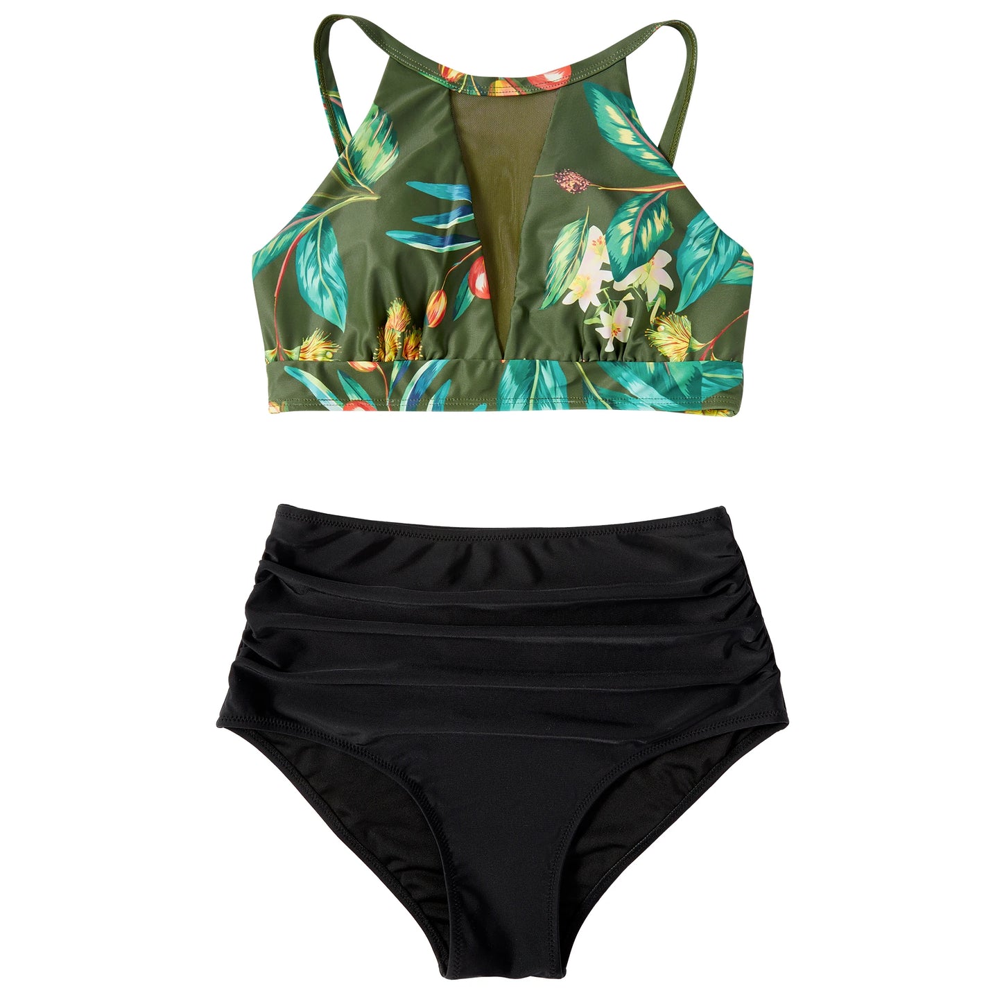 Lace-Up High-Waist Bikini Set