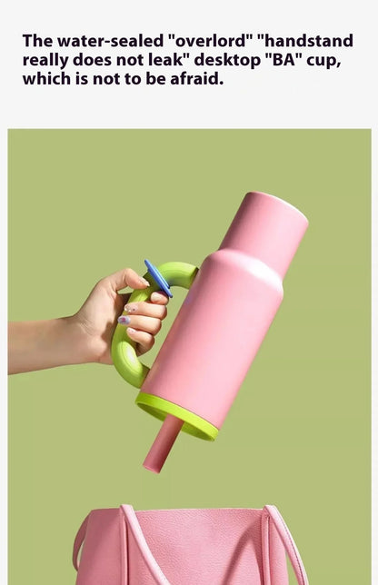 2025 New Female King Cup 304 Stainless Steel Straw Insulated Ice Cup - Thick, Portable Handle Design for Trendy Hydration