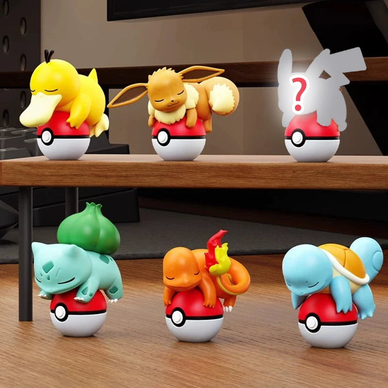 New Sell Pok é mon Series Blind Box Luminous Elf Ball Small Ornament Kawaii Cartoon Desktop Car Figurine Doll Toys Birthday Gift