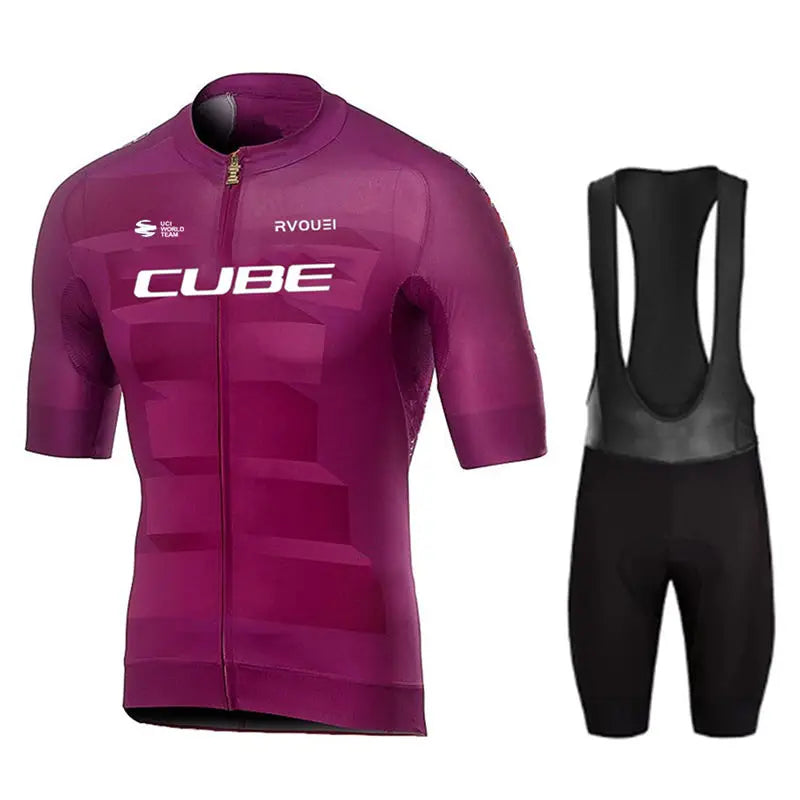 Cube Cycling Jersey Set – Men’s Summer Short Sleeve Bike Shirt & Padded Bib Shorts, Road & MTB Bicycle Clothing Maillot Ciclismo