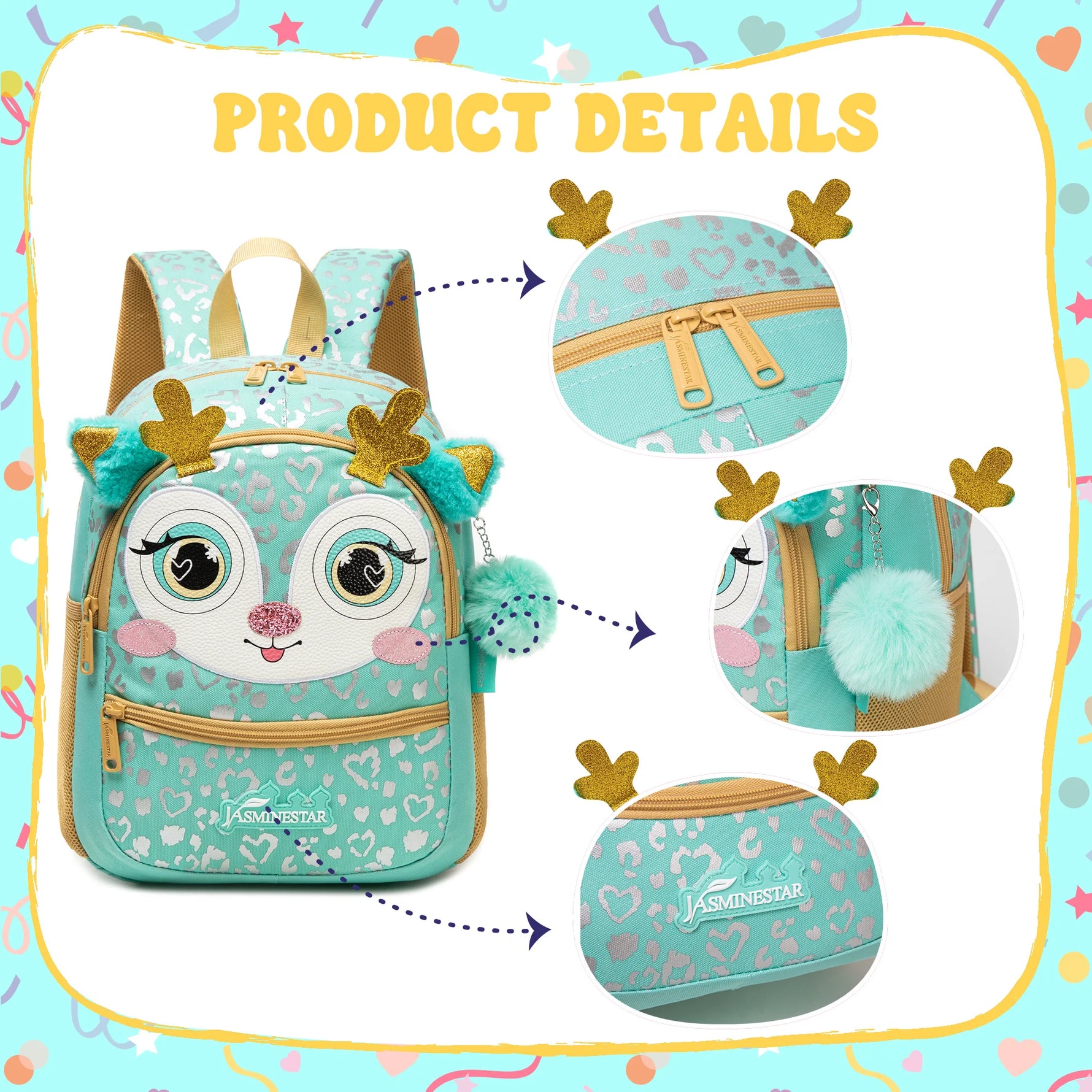 1pc Cute 13 Inch Animal Backpack Kindergarten Outdoor Sports Little Girl With Small Pendant