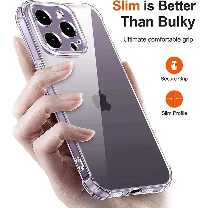 Luxury Shockproof Silicone Clear Phone Case For iPhone 17 16 15 14 13 12 11 Pro Max Mini X XR Xs 7 8 Plus Transparent Soft Cover