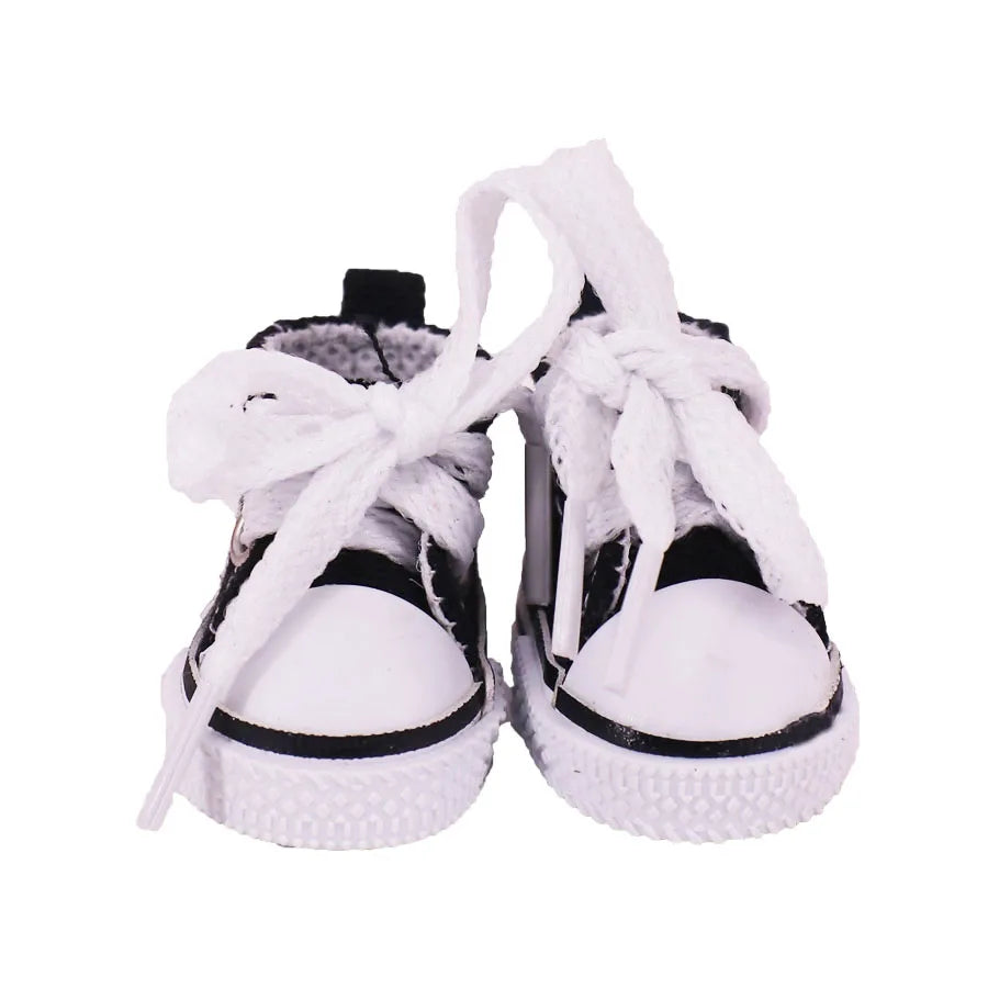 3.8cm Doll Shoes Solid Color Pop Lace up Canvas Shoe PU Shoes For 17cm Labubu Doll Clothes Accessories,Girl's Toys Clothing Gift