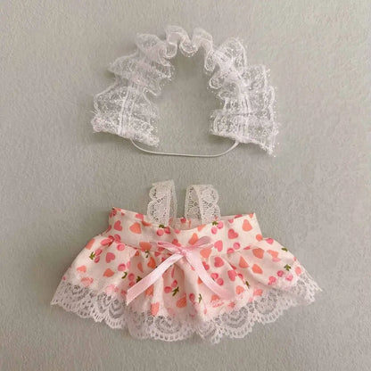 20cm Cotton Doll Clothes With Headwear Bow Headband Accessories Plush Dolls Dresses Skirt Decoration for EXO Idol Doll Accessory