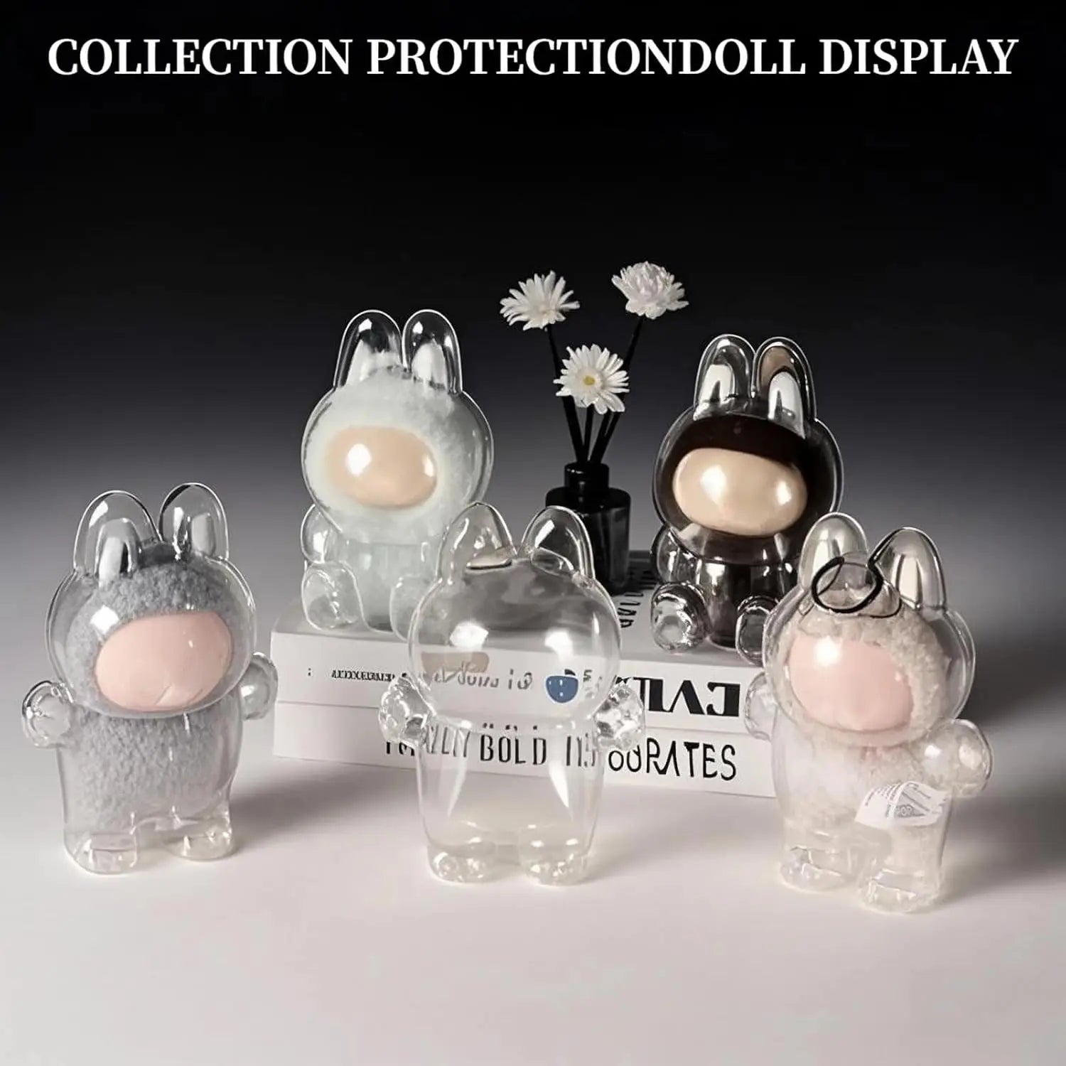 Transparent Cover For LABUBU Clear Macaron Protector Case Dust Sitting Case Popmart Bubble Mart Doll Accessories