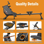 MettleMatic RM3 Foldable Rowing Machine, 300N Magnetic Resistance, 16 Levels, Bluetooth, 150kg Capacity