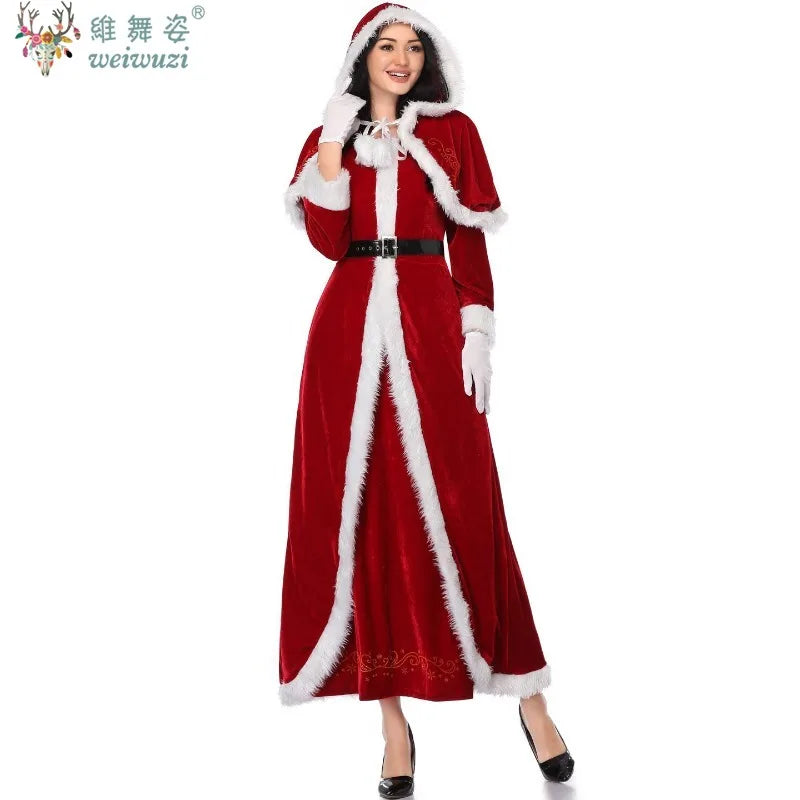 Christmas Costume Deluxe Suit Adult Women Cosplay Costume Santa Claus Funny Xmas Outfit New Year Party Fancy Clothing Premium