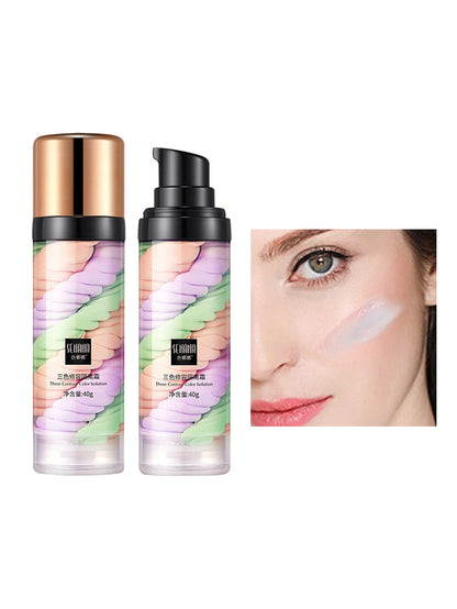 Three color press release cream concealer isolate makeup facial base brightening cream
