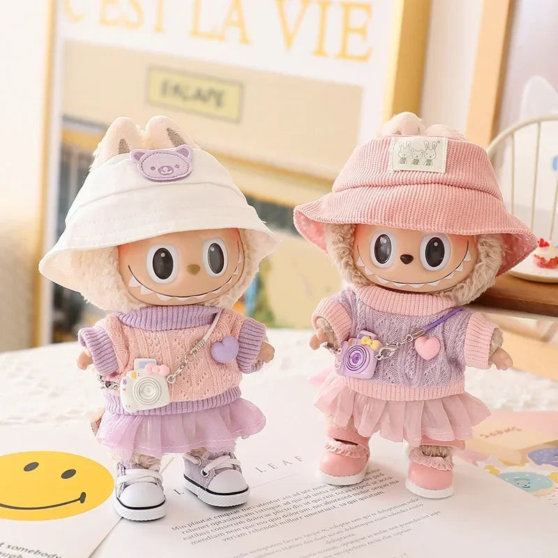 Labubu Doll Clothes Tulle Skirt Set Stylish Outfit Replacement for 17cm Ropa Labubu Dolls Accessories