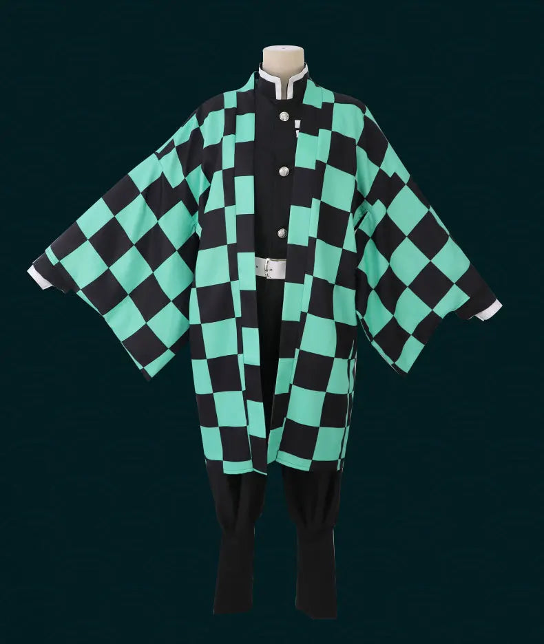 Anime Demon Slayer Kamado Tanjirou Cosplay Costume Kimetsu No Yaiba Cartoon Costume Sutis Wigs Halloween For Kids Adult CosParty