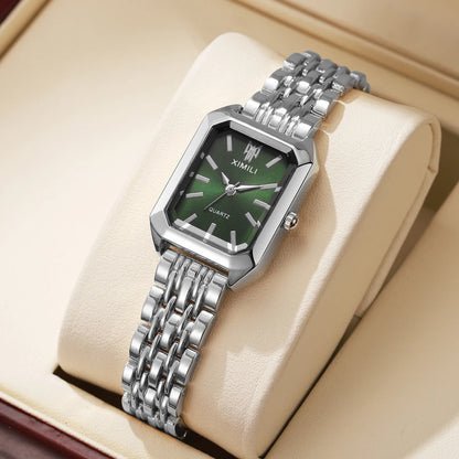 1/2/4PCS Fashion Rectangle Women Quartz Watches Stainless Steel Band Wristwatches for Girls Clock Reloj Mujer（Without Box）