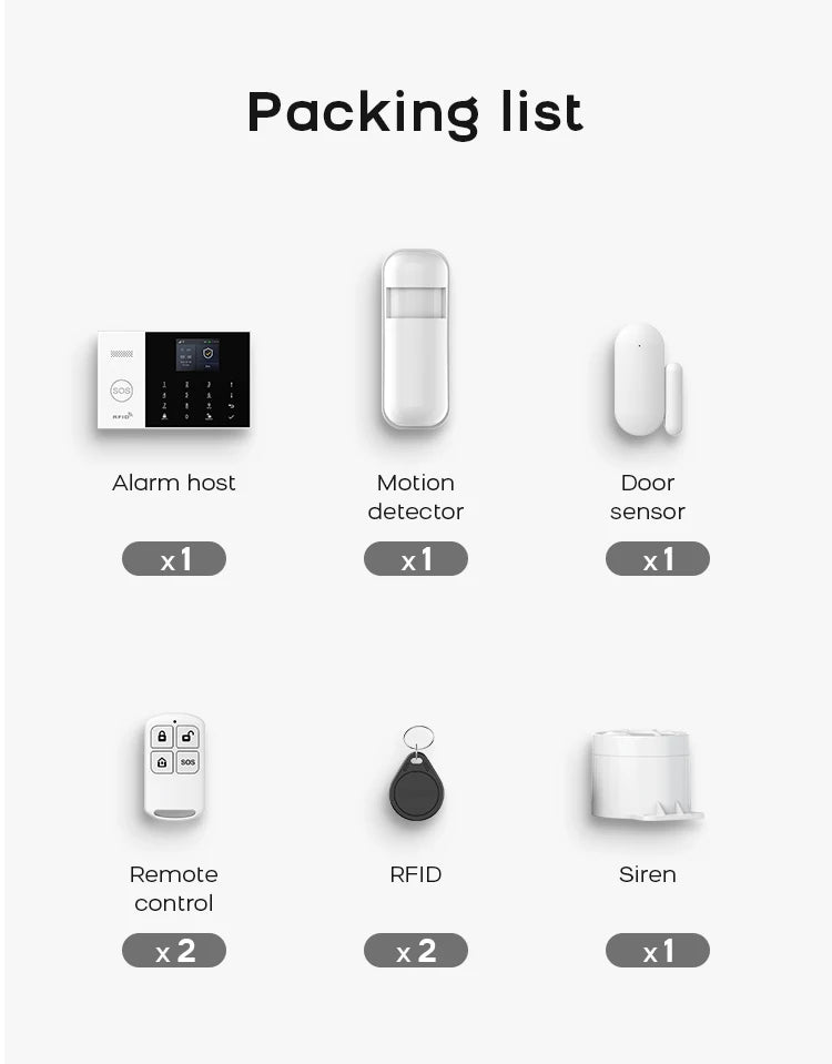 PGST Residential Tuya Smart Gsm Wifi Alarm System for Home Wireless Security Alarm House Smart Life App Control work with ALexa