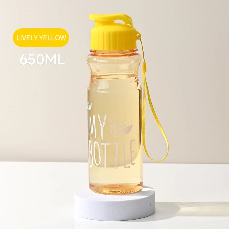 Transparent Water Bottle Portable Sport Cup for Drinking Kitchen Tools 650ML Water Bottle For School Gym Travel Girl Boy
