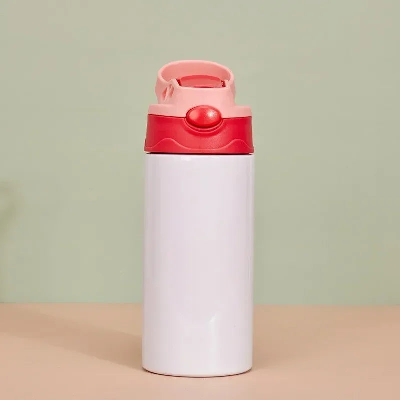 350ml Sublimation Straight Sippy Cup Flip Top Kids Bottle Stainless Steel Double Wall Water Tumbler with Straw Sippy Bottle