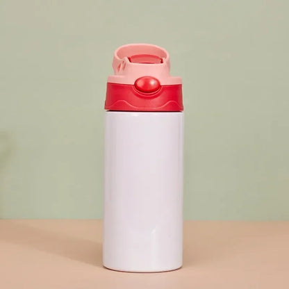350ml Sublimation Straight Sippy Cup Flip Top Kids Bottle Stainless Steel Double Wall Water Tumbler with Straw Sippy Bottle
