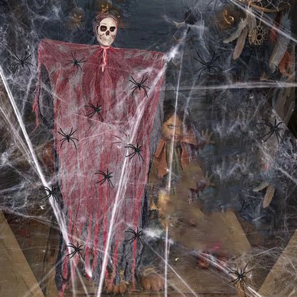 1Set Halloween Decorative Hanging Ghost Skull Skeleton Gauze Haunted Home Party Horror Props Hanger House Yard Party Hanging