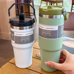 20oz/30oz Stainless Steel Thermos Mug With Straw Keeps Cold and Heat Thermal Mug Tumbler Outdoor Sports Thermal Water Bottle