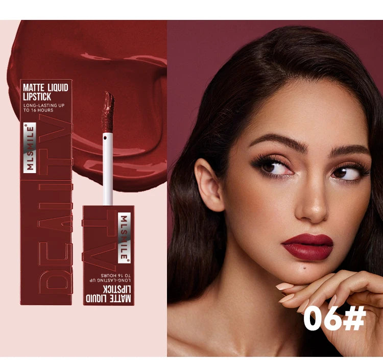 Long Lasting Velvet Matte Lip 6 Colors Gloss Waterproof Non-stick Cup Sexy Nude Red Pink Liquid Lipstick Lips Makeup Cosmetic