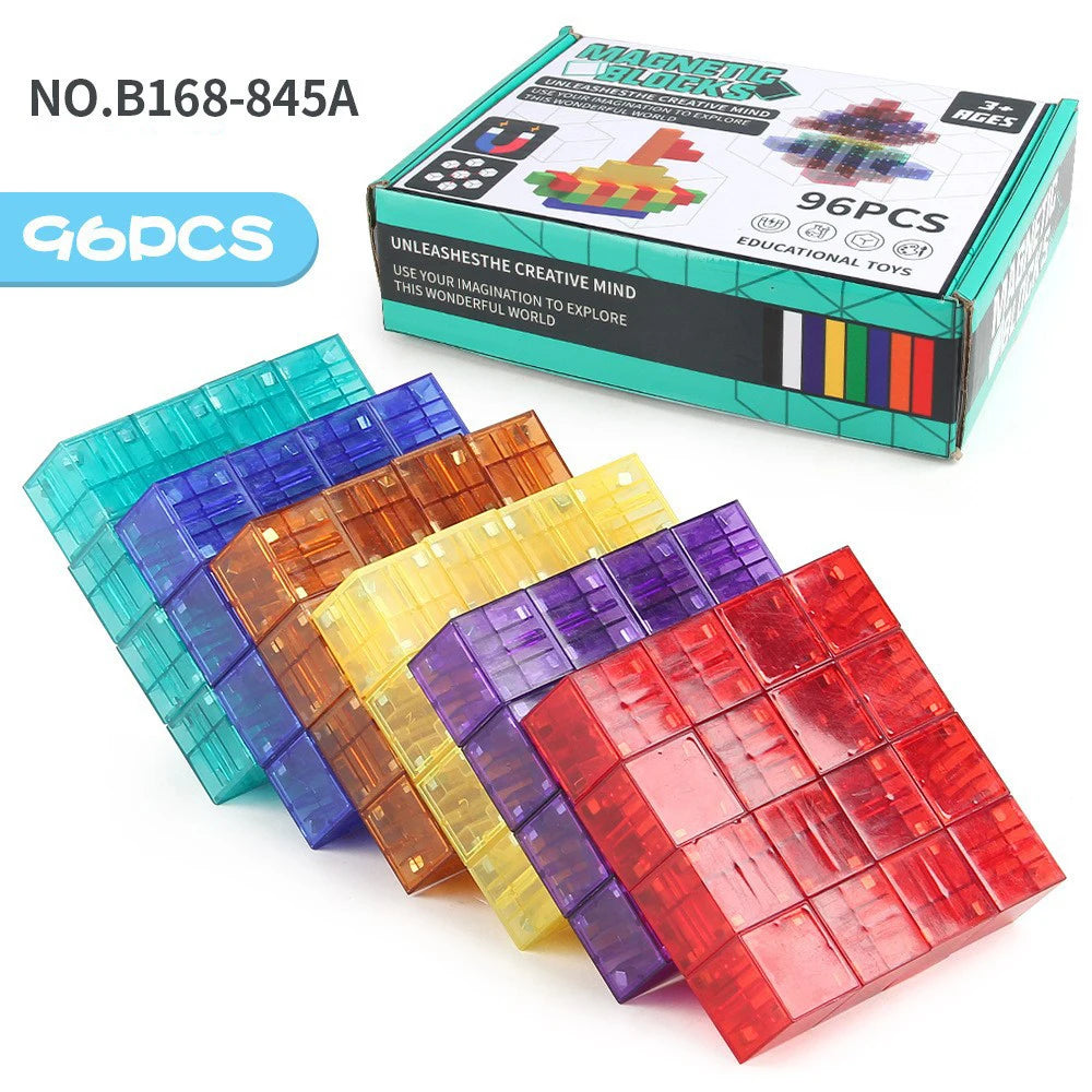 Magnetic Building Blocks Toy Transparent Magnetic Cubes Construction Set Preschool STEM Educational Sensory Toys Gift