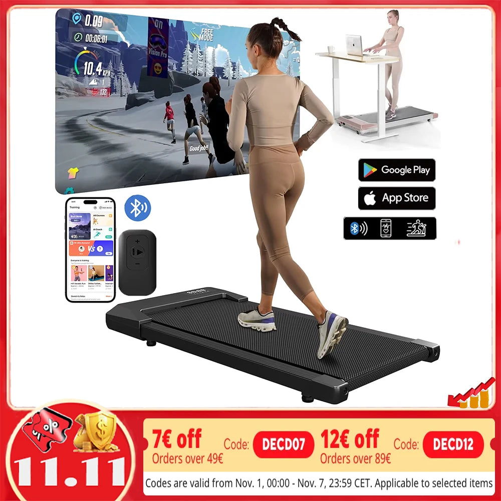 300lbs Treadmill for Home 2.5HP Treadmills Walking Pad LCD Digital Data Display 2in1 Walking Running Fitness Exercise Machine