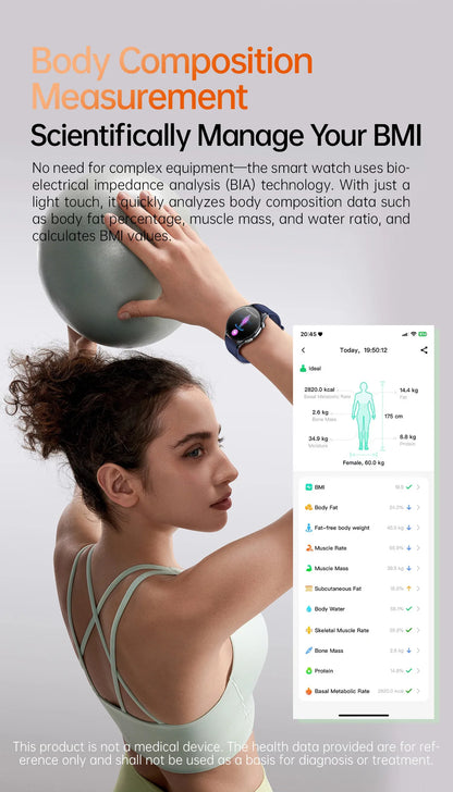 2025 New Health Analysis ECG+PPG Smart Watch Body Fat Uric Acid Blood Pressure Heart Rate Tracker NFC Smartwatch For Android IOS