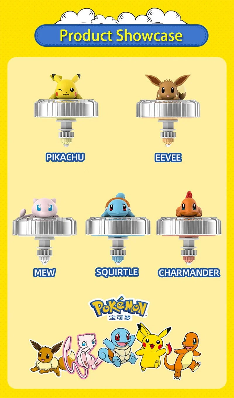 Genuine Pokemon Toys Ball Battle Gyro Pikachu Charmander Squirtle Mew Action Figure Model Pokeball Birthday Gift For Childre