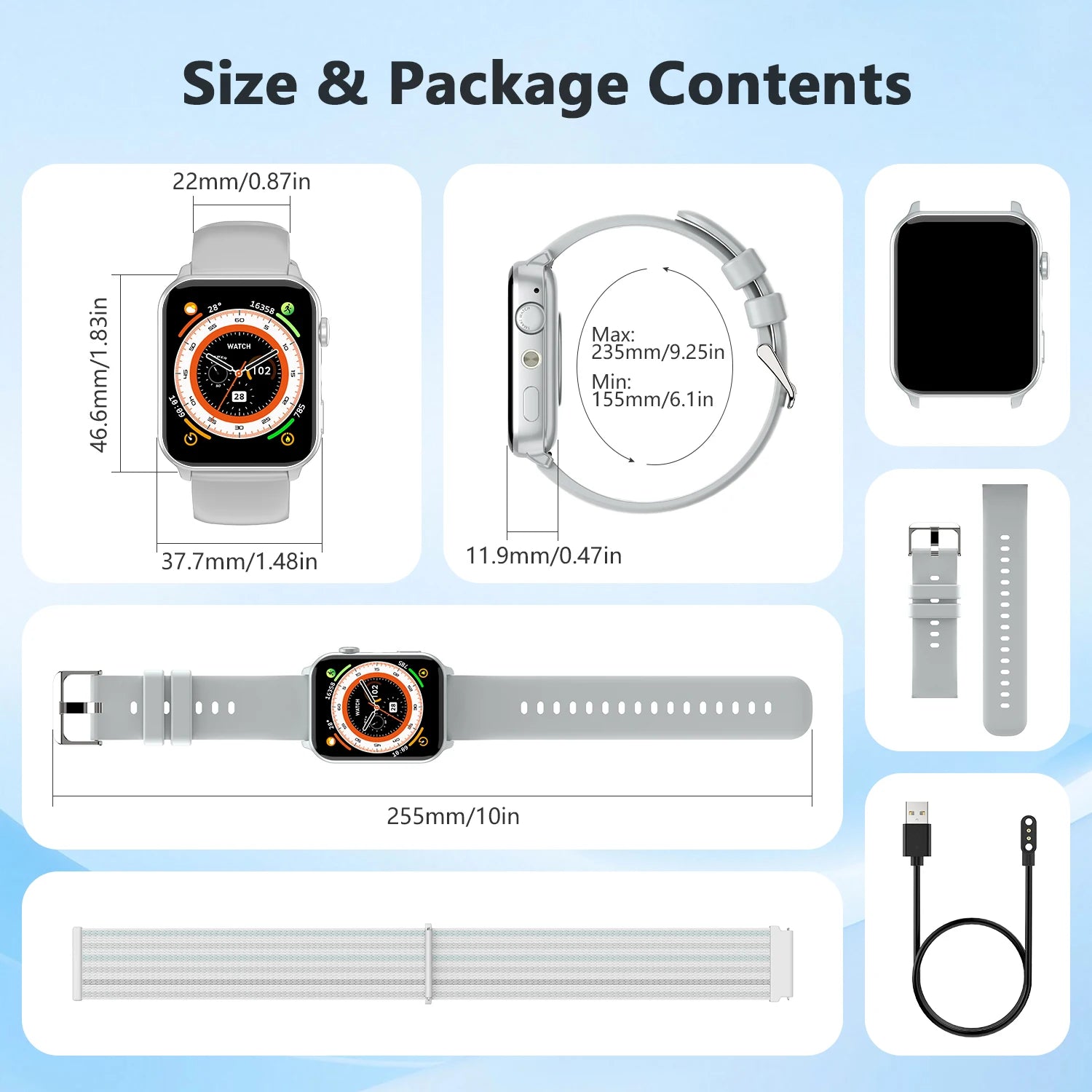 New 2025 Blackview R30 Max Smartwatch with LED Flashlight 1.91'' TFT Screen Health Monitor Bluetooth Watches for Men Women Gifts