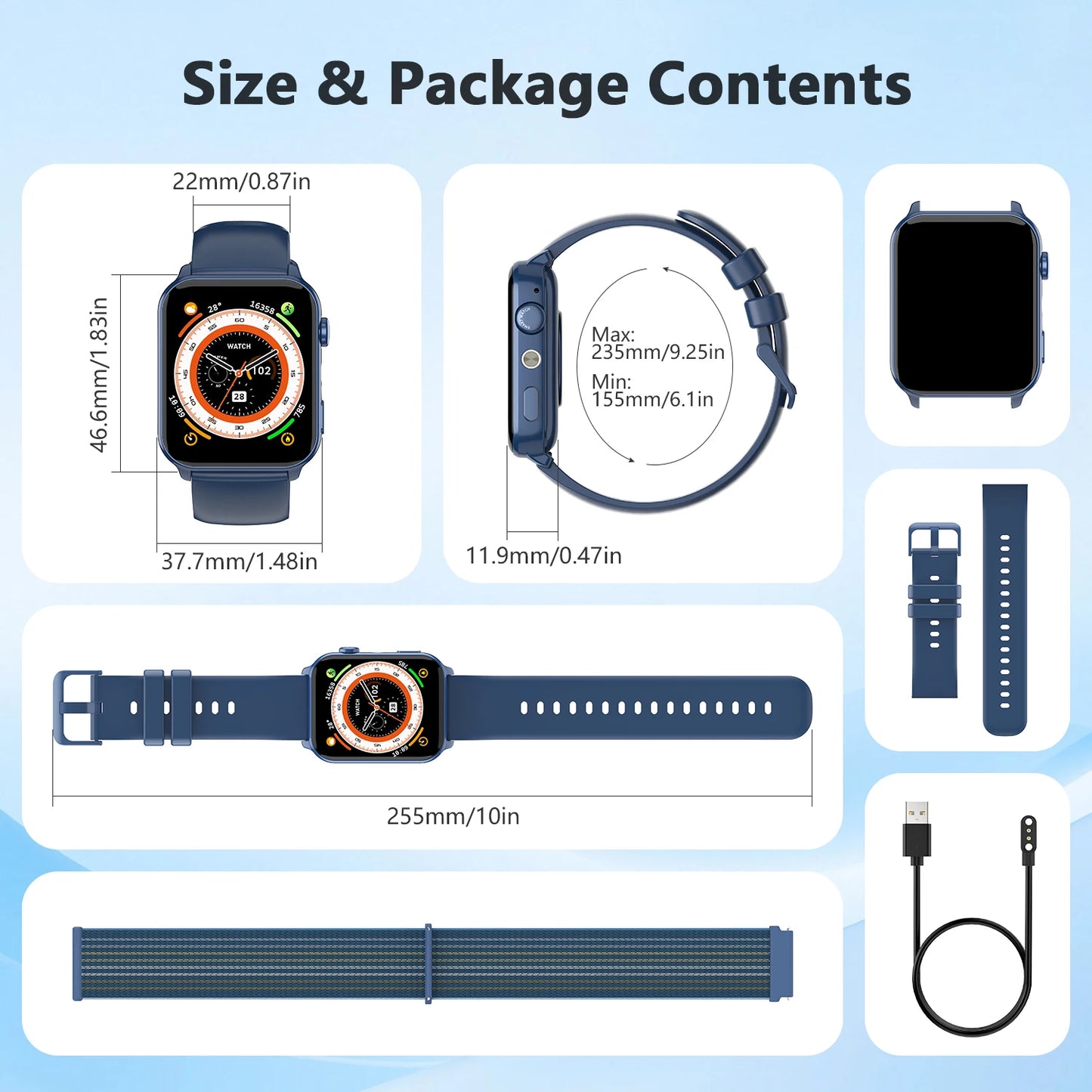 New 2025 Blackview R30 Max Smartwatch with LED Flashlight 1.91'' TFT Screen Health Monitor Bluetooth Watches for Men Women Gifts
