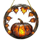 2D Halloween pumpkin circular acrylic sign, suitable for windows, porches, classrooms, courtyards, Halloween decorations, gifts