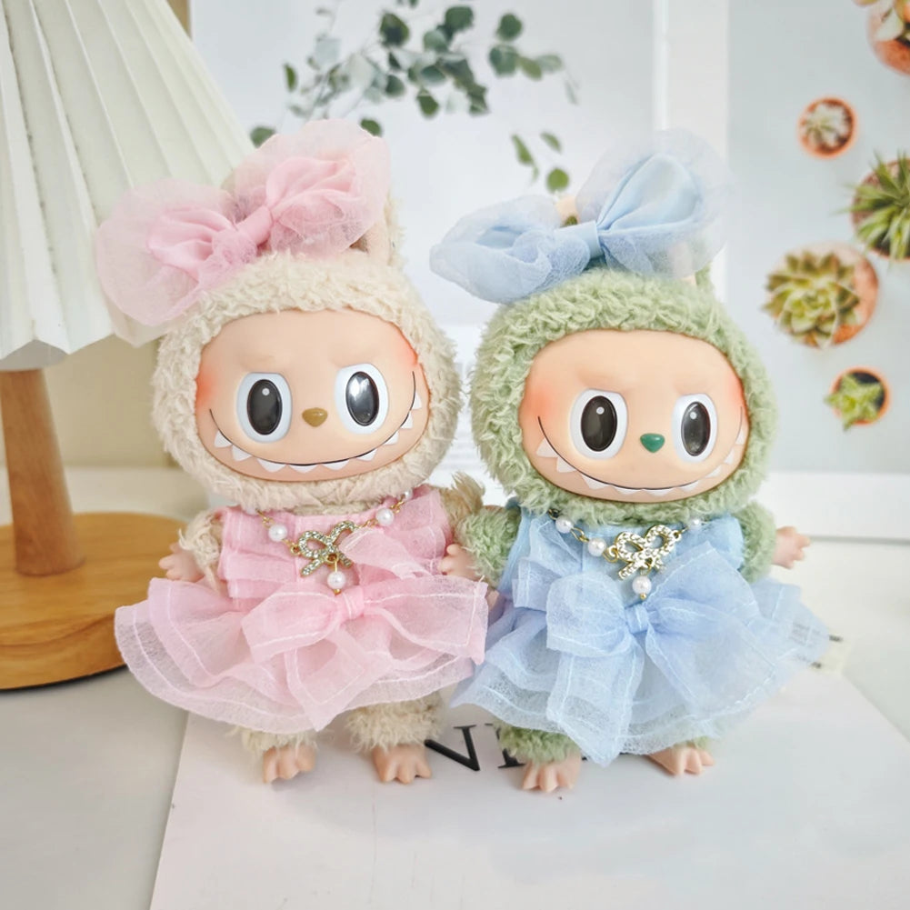 For 17cm Labubu V2 V1 Purple Dress Doll Clothes Outfit Accessories Idol Doll Clothing for Kid Gift Labubu Ropa