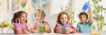 420ML Kids Thermos Bottle Leak Proof Tumbler With Handle Stainless Steel Travel Straw Mug For Toddler Boys Girls Christmas Gifts
