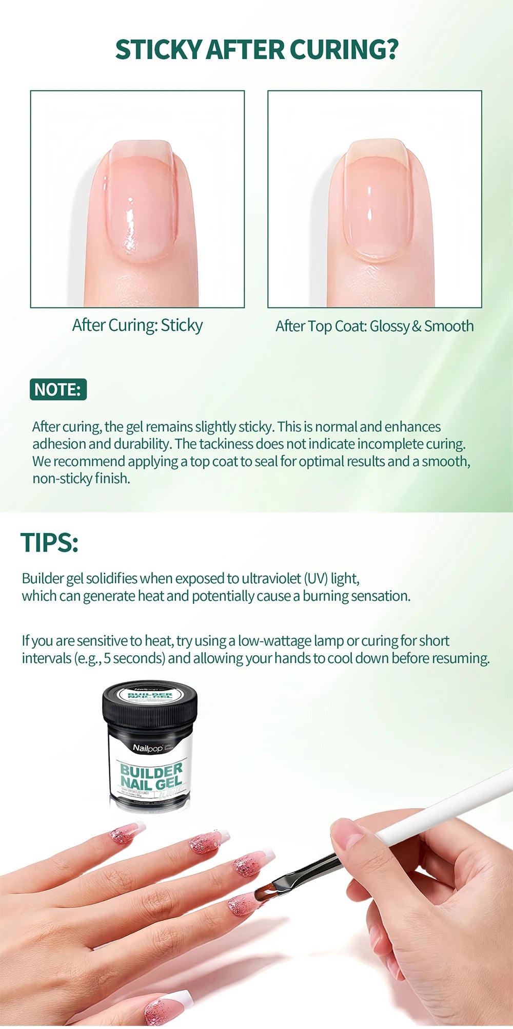 Nailpop Professional Builder Gel UV Hard Gel for Nail Strengthen Quick Building Long Lasting Soak Off Extension Gel 30/100g