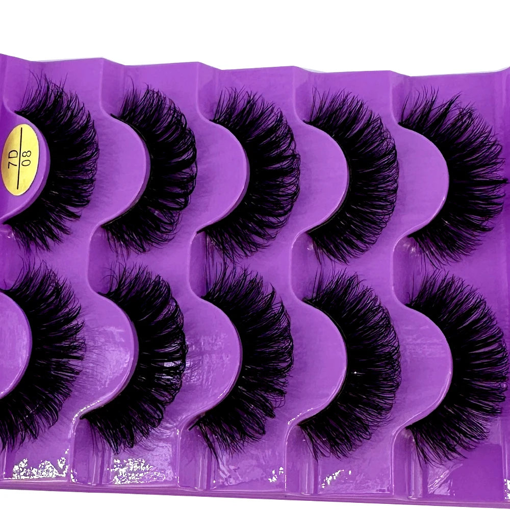 Cat Eye Eyelashes 3D Natural False Lashes D Curl Fluffy Soft Cross 5 Pairs Manga Lashes Wispy Natural Eyelash Extension Makeup