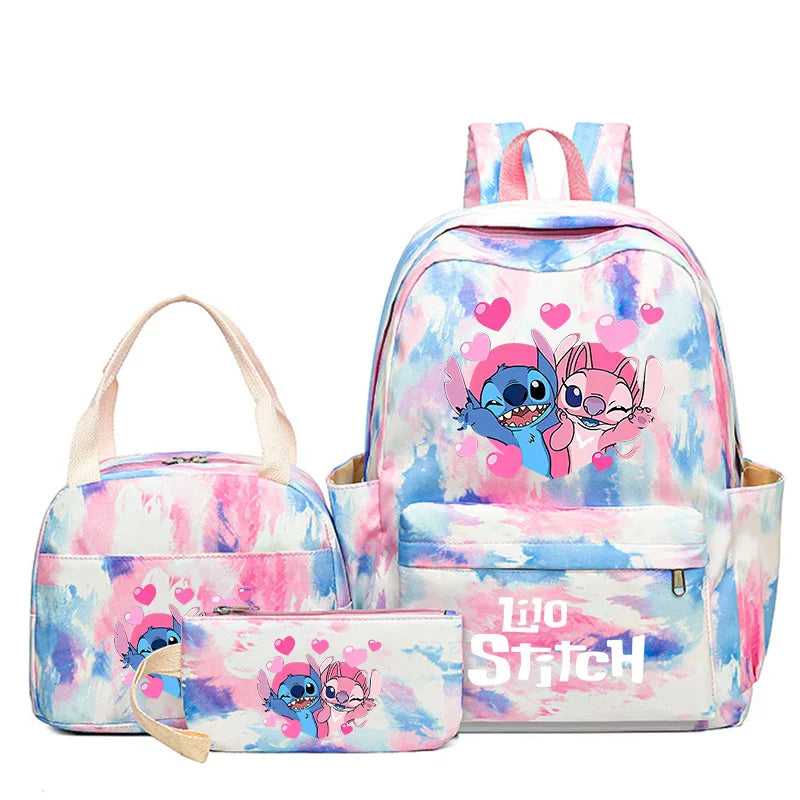 3Pcs/set Disney Lilo Stitch Backpack for Boy Girl Teenager Student Back To School Schoolbag Lunch Bag Women lovely Rucksack Gift