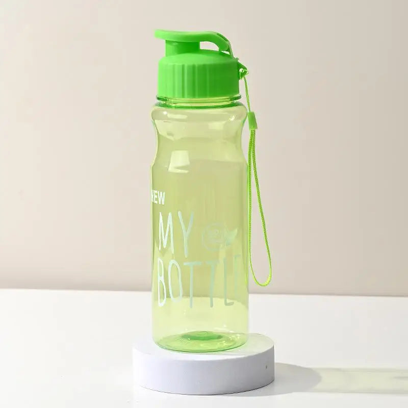 550ml Plastic Water Bottle Portable Sports Cup With Anti Drop Rope Outdoor Water Container Color Transparent Pet Flip Cover