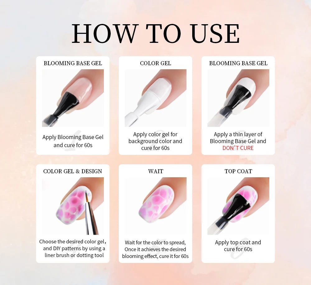 15ml Nail Blooming Gel, Blossom Spreading Effect Functional Gel, Easy to Apply for Nail Art Design Home Salon Manicure Pedicure