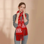 1pc Christmas Red Scarves Cartoon Reindeer Snowflake Warm Scarf Man and Woman Christmas Scarves for Women Sweet Girls Black 2025